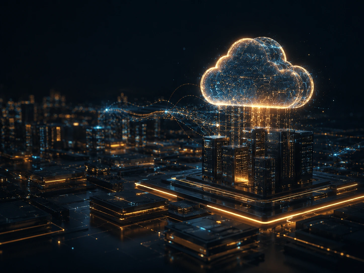 Cloud infrastructure and global network technology visual